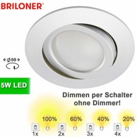 Led Einbau Decken Spots Lampe Einbaustrahler Dimmbar Ohne Dimmer Mit Schalter 5W