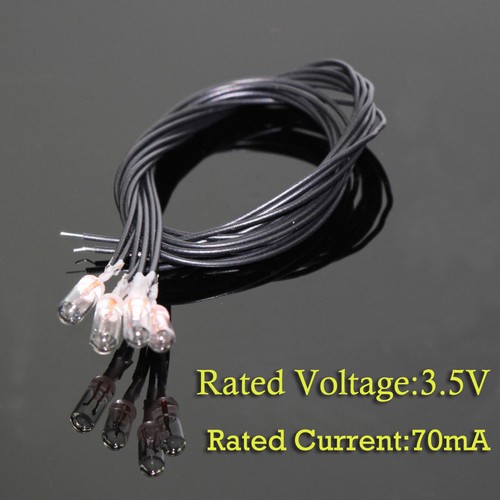 50pcs 3mm 1.5-3.5V 70-100mA Miniature Pre-Wired Grain of Wheat Bulbs Warm White - Picture 7 of 10
