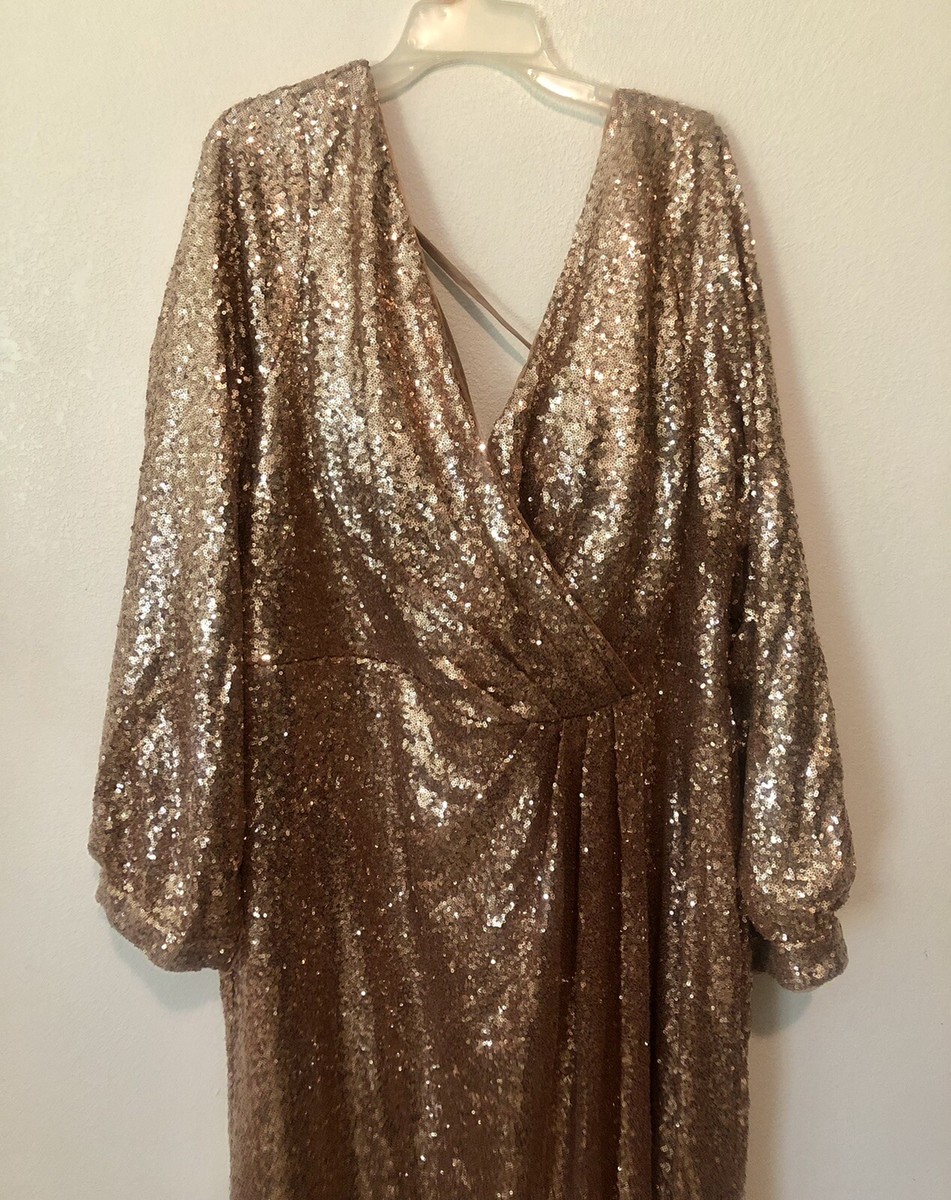 Revelry Bridesmaid Dress - Vera Sequin Dress in Gold Champagne Long Sleeve | eBay Revelry Bridesmaid Dress - Vera Sequin Dress in Gold Champagne Long Sleeve | eBay