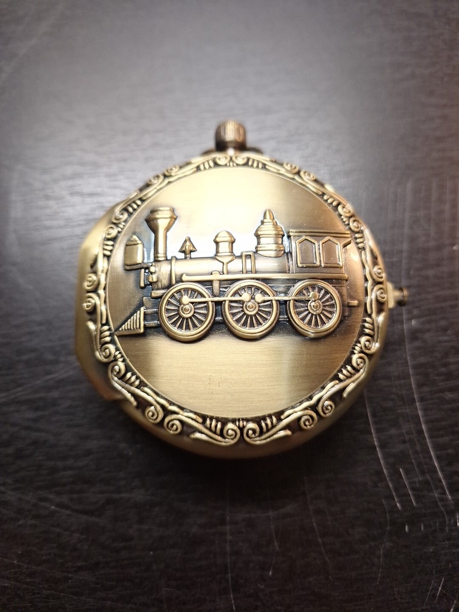 Christmas Animated Train Pocket Watch Clock Musical Railroad