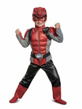 2T RED POWER RANGER BEAST MORPHERS MUSCLE CHEST COSTUME SOFT MASK NEW