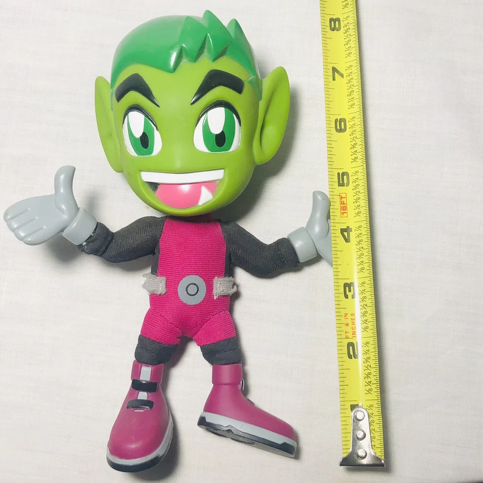 Boneca de pelúcia Teen Titans Green Beast Boy cabeça dura super deformada Bandai 7" 2004 - Imagem 4 de 4