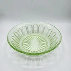 Green Depression Uranium Bowl COLONIAL KNIFE & FORK GREEN  9" Large Bowl Glows