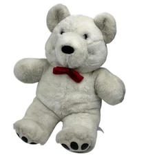 Vintage 80s Snow Bear Plush Teddy Bear Holiday Christmas Stuffed Animal 1986