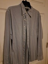 Club Room Mens Dress Shirt Size 16 34-35 Blue Pinpoint Regular Fit All Cotton