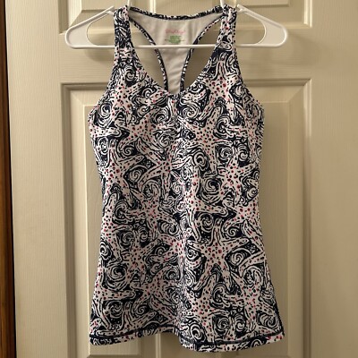 Lilly Pulitzer Luxletic Indigo Star Crush Tank Top Size Small Hip Length