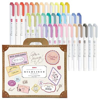 ZEBRA WKT7-35C Textmarker Mildliner 35 Farben Set Geschenkbox enthalten