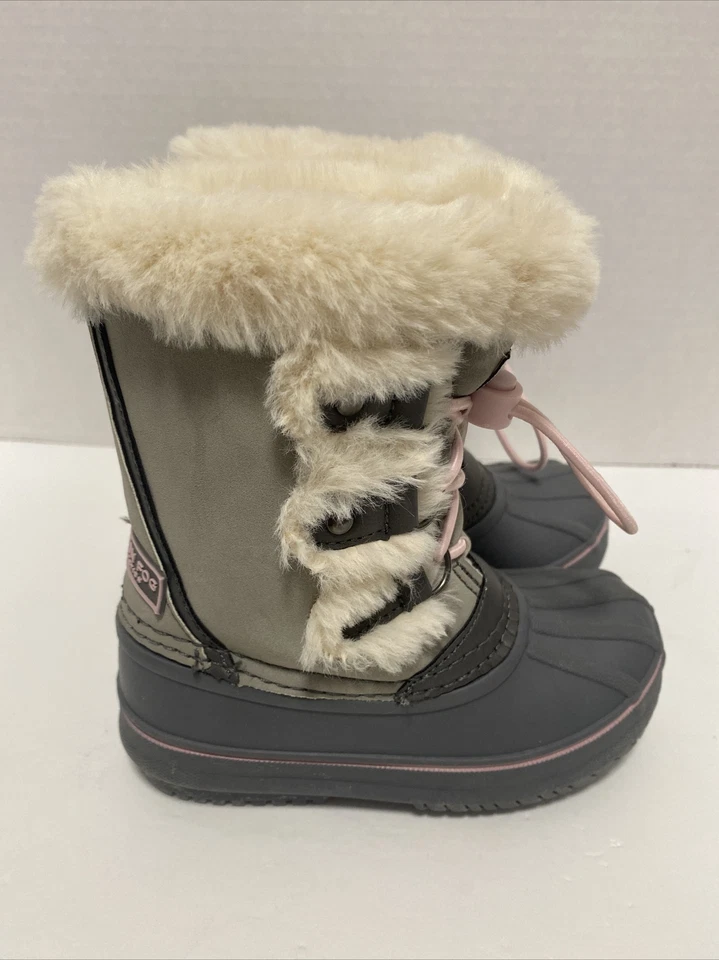 London Fog Baby Girls' Gray and pink Winter Boots waterproof snow boots Size-8 - Image 3 of 4