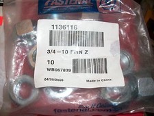 (10 pk) 3/4-10 Z Fin Hex Nut Zinc Plated  Fastenal 1136116