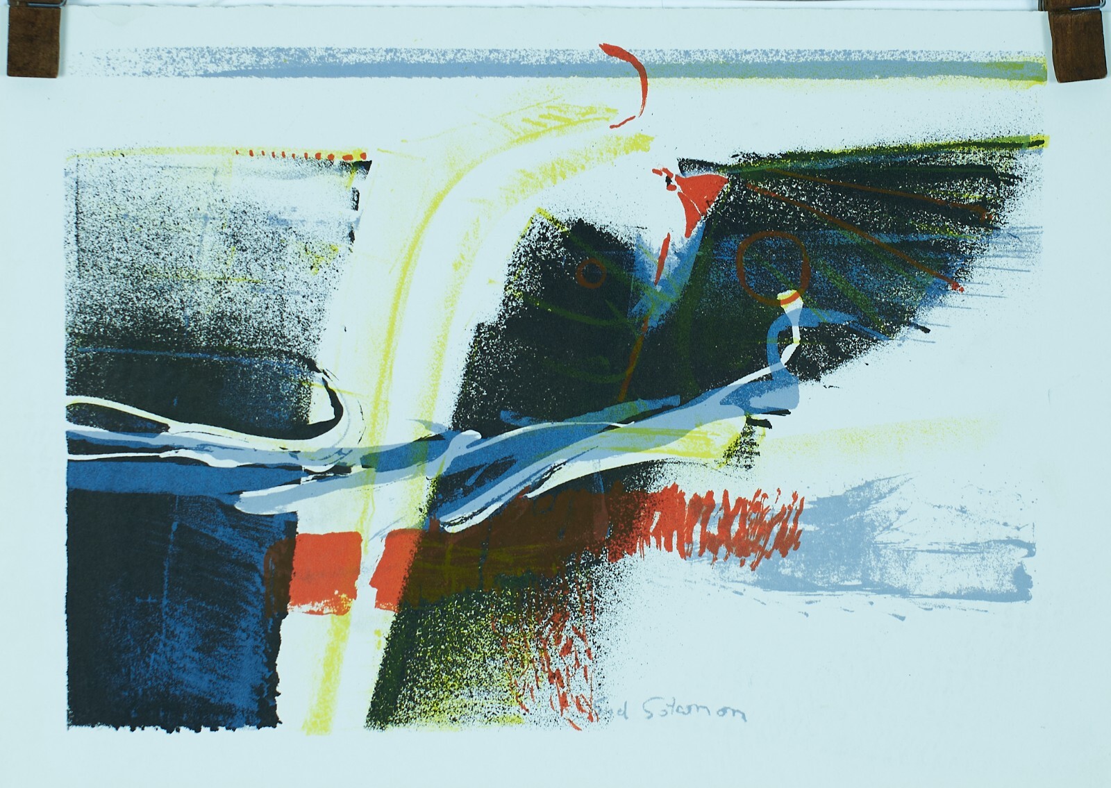 Syd Solomon Unknown signed print, Unframed, 16"x11", Fine Art, Abstract