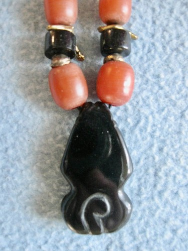 Grobe orange Stein Maya Anhänger Stil Perlen Halskette; Quarz?; Nuggets; 9 1/2" - Bild 13 von 16