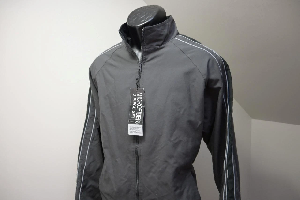 Weatherproof Windbreaker Microfiber Jacket Gray Long Sleeve Mens Size Medium NEW