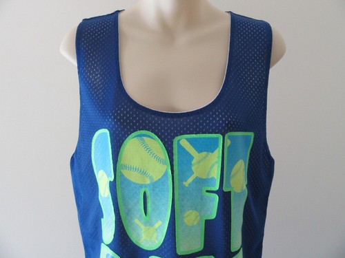 SOFTBALL Damen Tank Top SMALL Teenager Mädchen Mesh Sport Top blau Batik - Bild 8 von 12