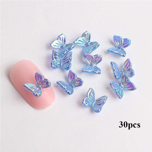 Nail Jewelry Manicure 3D Crystal Butterfly 30PCS Nail Rhinestones New Beauty - Picture 23 of 26