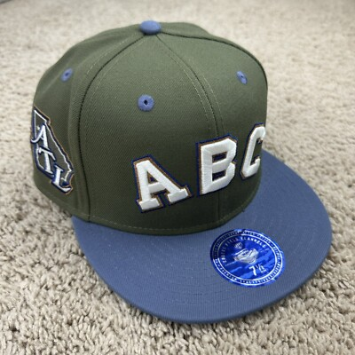 #ad Atlanta Black Crackers Hat NLB Ebbets Field Fitted 7 1 2 Mossy Slate Cap NWT $21.22
