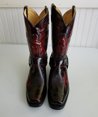 Sheplers Apple Eagle Embroidered Harness Cowboy Boots Mens 