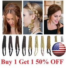 Natural Hair Band Plaited Headband Braided Elastic Band Hair Extensions