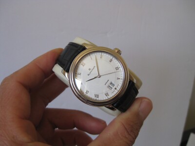 BLANCPAIN 18K VILLERET ULTRA SLIM BIG DATE 100 HOURS WATCH 38MM 6850-1542-55