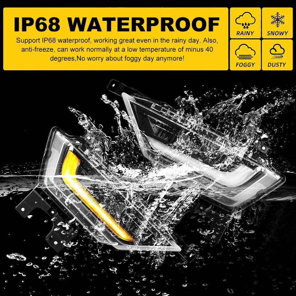 Luces antiniebla LED parachoques ámbar señal de giro DRL para Ford F150 2021 2022 2023 con cable Foto 3 de 4