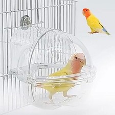 Bird Bath Box for Cage, Parrot Hanging Planet Bathtub No-Leakage Transparent