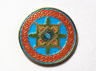 Dharmachakra - Polished Gold Finish - New Unactivated Geocoin