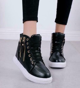 black wedge high tops