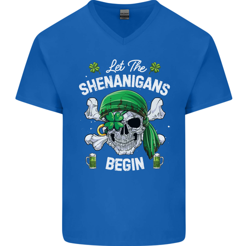 Camiseta de algodón con cuello en V Día de San Patricio Let the Shenanigans Begin para hombre - Imagen 23 de 37