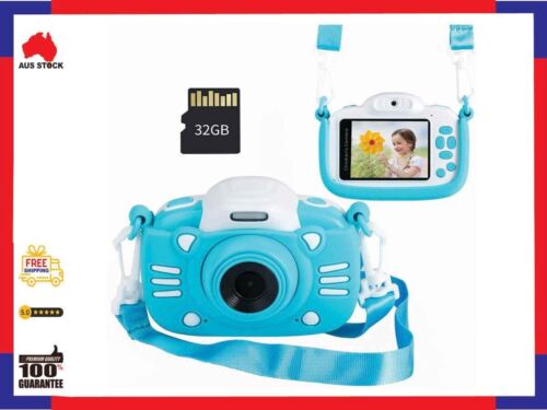 Kids Digital Camera 30MP Selfie 1080P Video Recorder 32GB SD Boys and Girls Blue - Picture 1 of 6