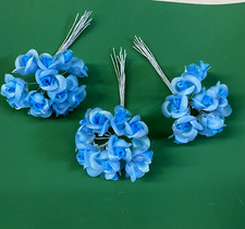 Small Blue/Light Blue Faux Silk Roses - Vintage