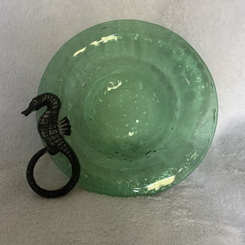 Mud Pie Pewter Sea Horse Glass Dip Bowl - Picture 1 of 6