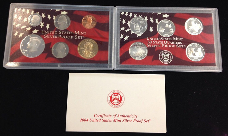 2004-S Complete SILVER Proof Set w Box and COA 1.32 oz Silver