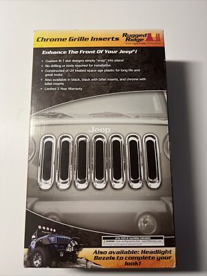 Grille Insert Kit, Chrome; 07-18 Fits Jeep Wrangler JK Rugged Ridge