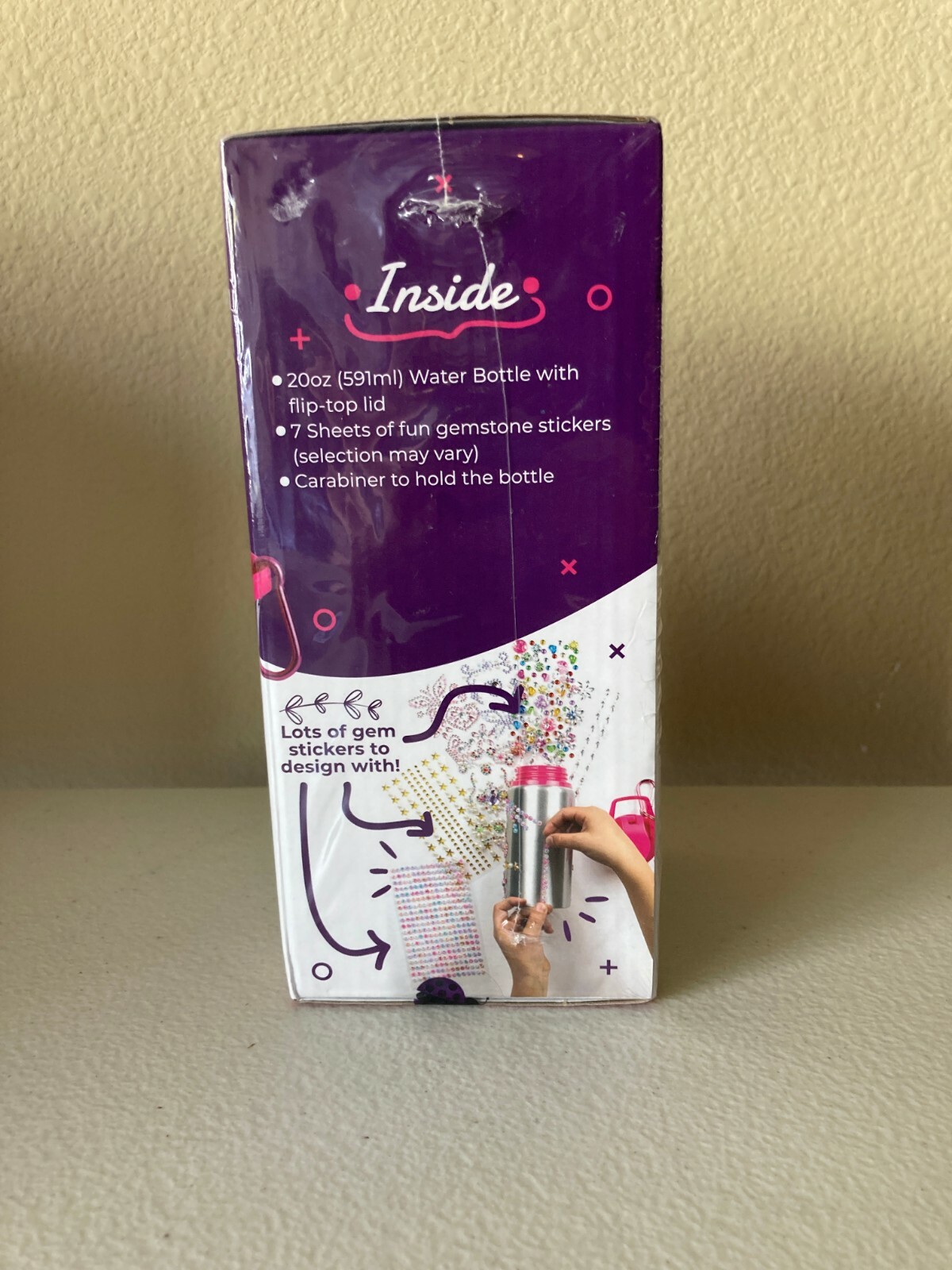 Purple Ladybug Decorate Your Own Water Bottle for Girls with Tons of Rhinesto...