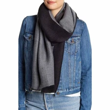 14th & Union Pleated Double Sided Two Tone Scarf in Grey/Black