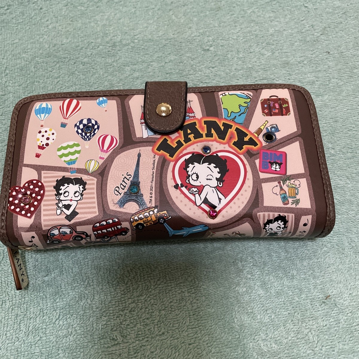 Lany Betty Boop Wristlet Wallet Zipper And Snap Close 7 In X