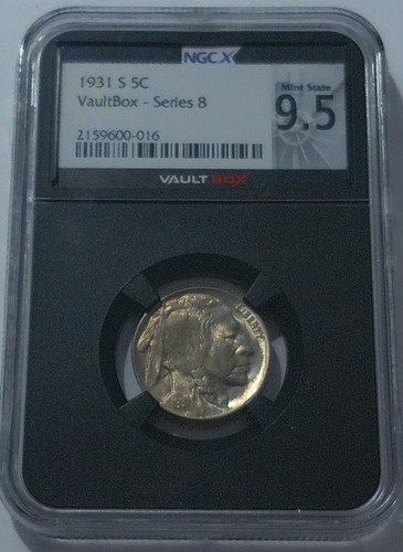 1931 S NGC MS9.5 Indian Head Buffalo Nickel 5c Vault Box Series 8 Mint State - Picture 3 of 3