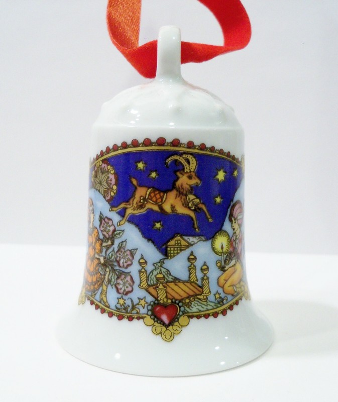 Hutschenreuther Germany 1979 '79 Porcelain Bell Christmas in the Alps Ornament  