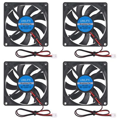 4PCS DC Coolng Fan 80x80x15mm 80mm 12V Dual Ball Bearing Brushless Case Coole...