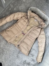 Tommy Hilfiger Women's Tyra Down Maxi With Fur Down Jacket Beige Size Xs Uk 6