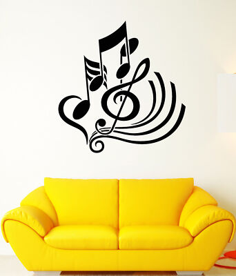 Vinyl Wall Decal Clef Music School Shop Decor Musical Notes Stickers ...