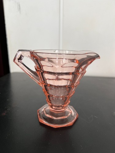 Vintage Art Deco Indiana Pink Depression Glass Tea Room Sugar & Creamer & Holder - Picture 4 of 8
