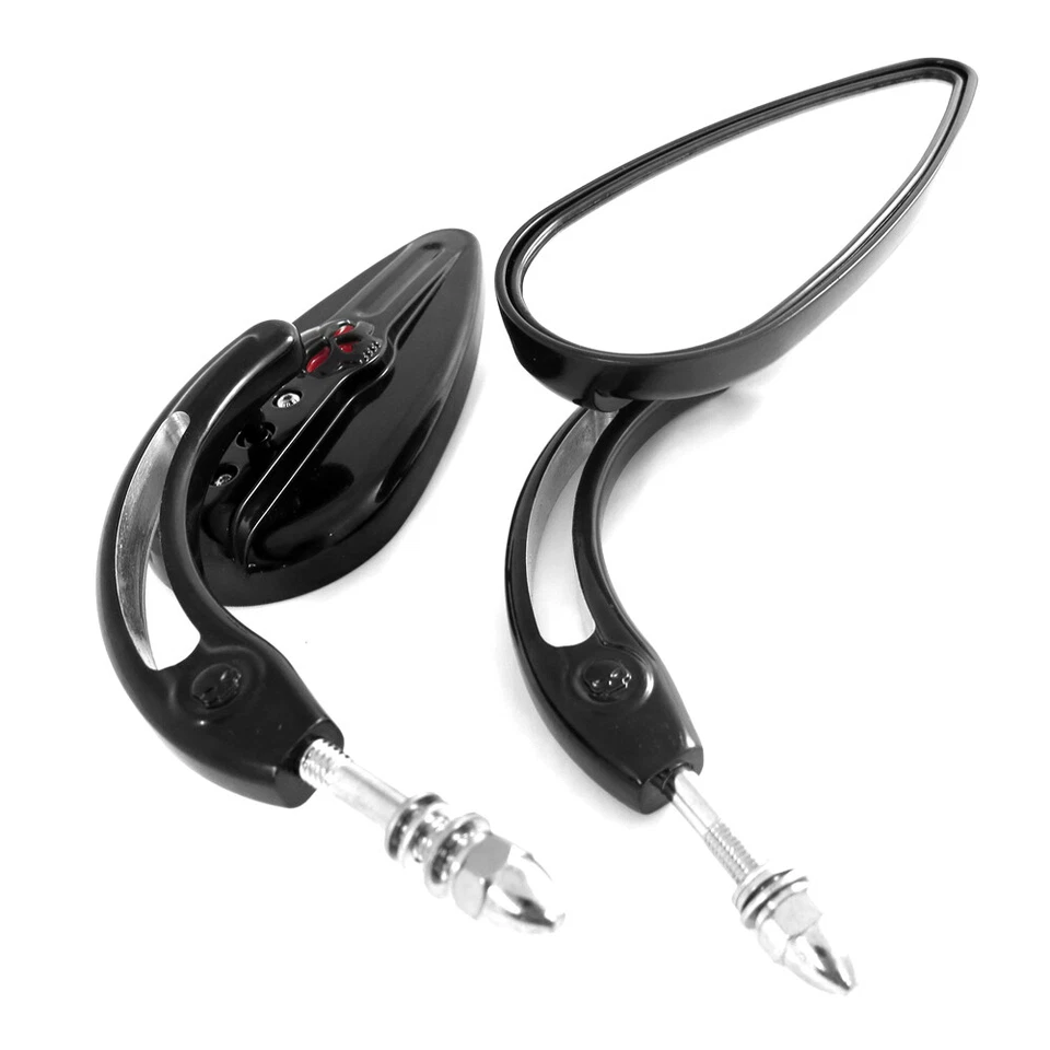 Espejos retrovisores laterales calavera carreras negros para Harley FXR Super Glide Low glide FXRC Foto 4 de 4