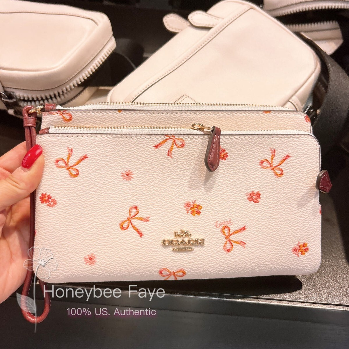 NWT Coach Double Zip Wallet With Bow Print CN761 | eBay