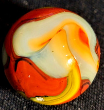 IRREGULAR SHAPE MARBLE 0.69" D.A.S. SOUTHPAW OX BLOOD YELLOW ORANGE 3B/19 6th