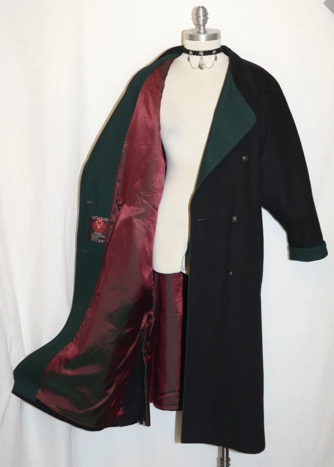 LANA HERVIDA Austria ABRIGO ABRIGO Invierno CÁLIDO EXTRA LARGO Trench Vestido NEGRO B44 14 L Foto 4 de 4