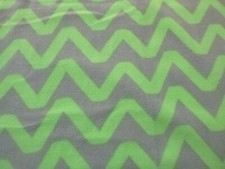 Fleece Fabric - Bright Green and Gray Chevron 60" Wide x 28 " long