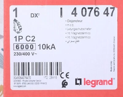 Legrand 407647 Disjoncteur DX³6000 10kA 1P 230V à 400V 2A courbe C. 4 076 47 - Photo 1/4