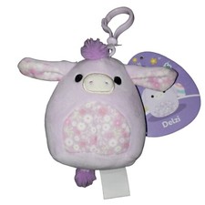 Squishmallow Kelly Toy Plush Delzi Purple Flower Donkey 3.5" CLIP 2023 NWT