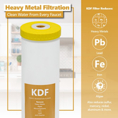 "Paquete de 2 filtros de agua de repuesto de metal pesado para toda la casa KDF 4,5"" x 20" - Imagen 2 de 7
