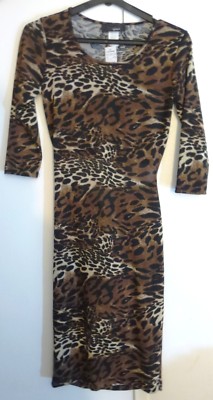 *NWT* JOYCE LESLIE WOMENS BROWN CHEETAH COCKTAIL DRESS SMALL M42